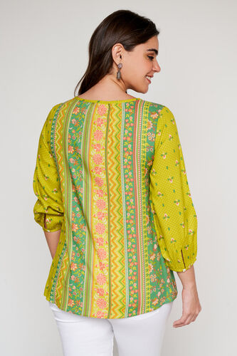 Green Floral Flared Top, Green, image 5